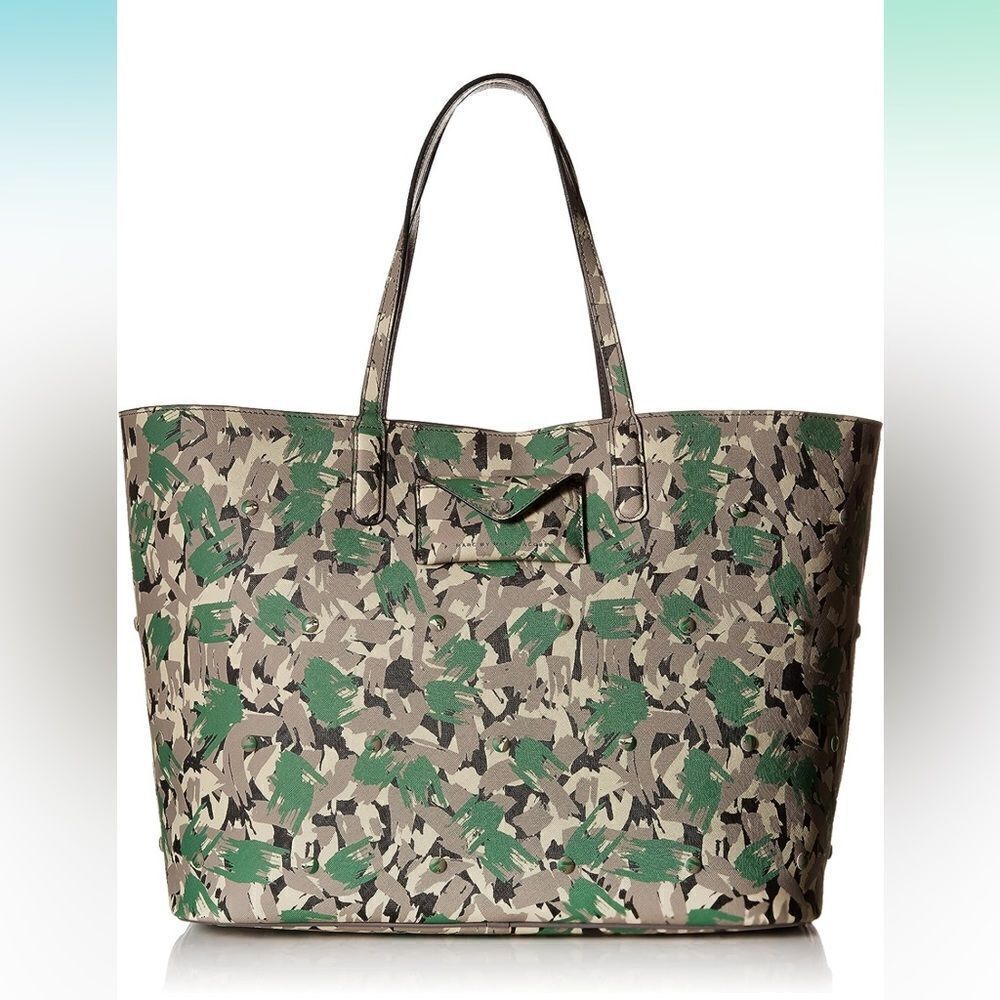 Marc by Marc Jacobs Metropoli Brush Tips Studs Travel Tote, Dark Moss Multi EUC